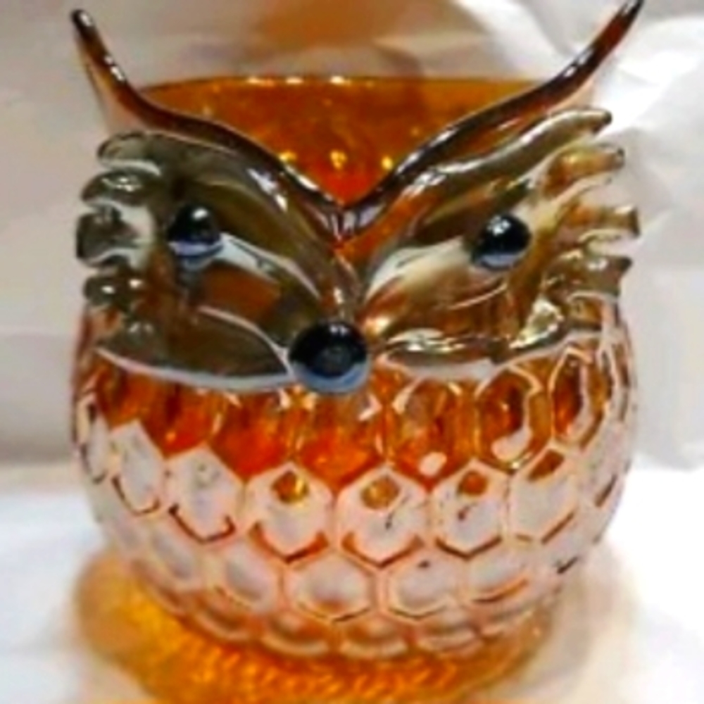 Vintage Murano Handblown Veyye Artisanal Amber Glass Fox Collector Art Deco